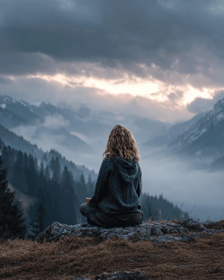 Frau meditiert in der Natur